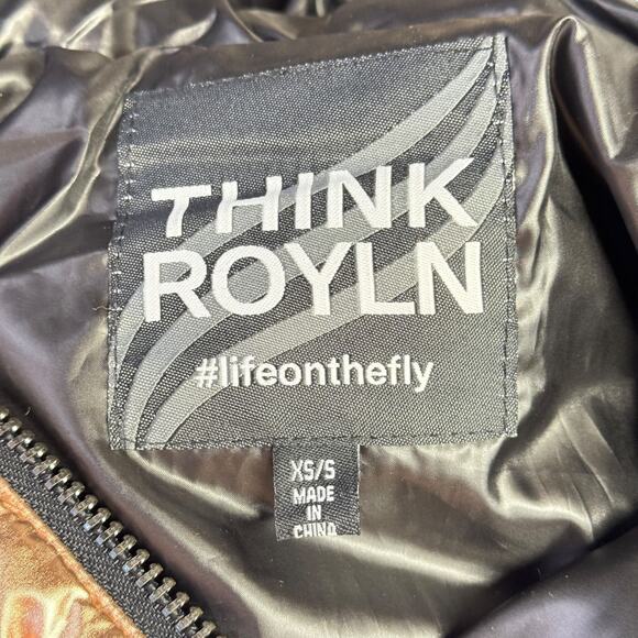 Think Royln Women's Puffer Poncho Lexington Jackets Sz S Hooded Rose Gold Down - Picture 2 of 12